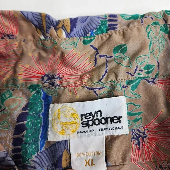 Reyn Spooner Cotton Hawaiian Bird Floral Shirt Size XL - Picture 4 of 7